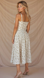 Isabeau Renard | Corset Midi Dress – Tailored Waist and Flowing Skirt