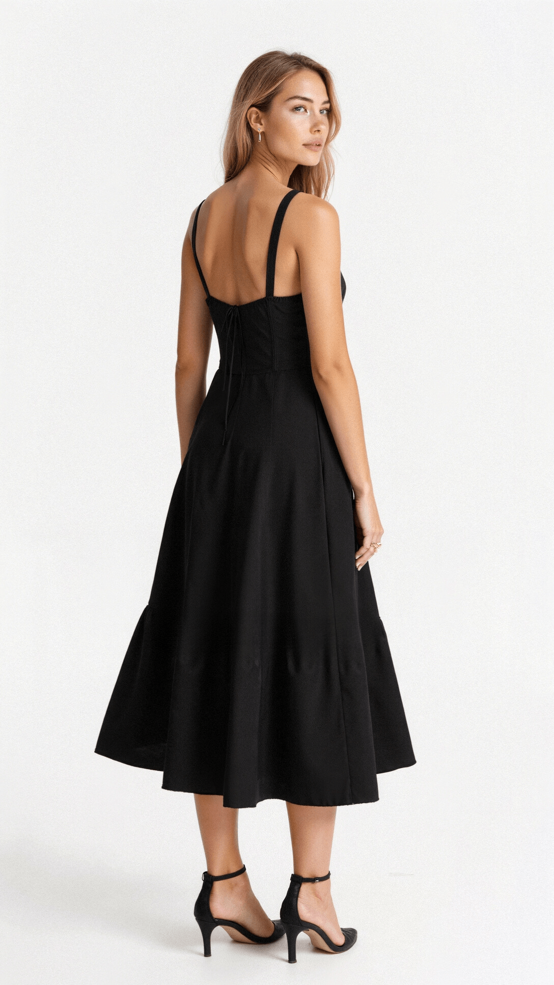 Isabeau Renard | Corset Midi Dress – Tailored Waist and Flowing Skirt