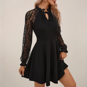 Celeste Marceau | Formal Elegant Mini Dress with Lace Sleeves