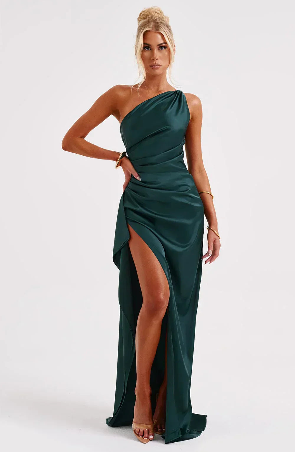 Elowen Duvall | Women’s Asymmetric Evening Maxi Dress – Elegant Gown with High Split